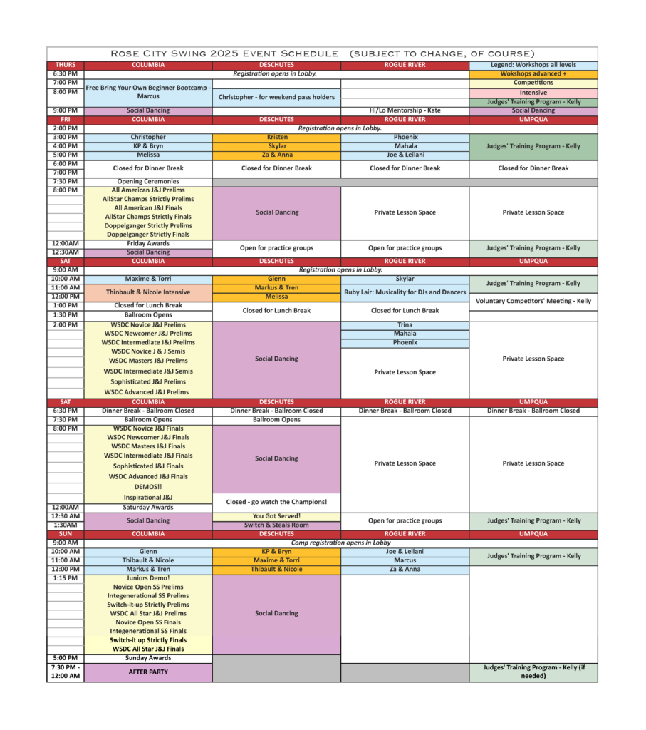 RCS Event Schedule 2 Feb 25